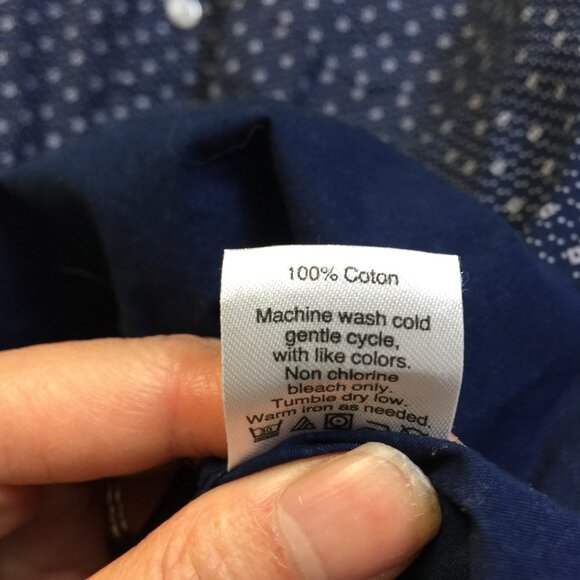 J Crew Shirt Mens Size L Navy Blue White Geo Button Down Short Sleeve Cotton - Picture 6 of 13